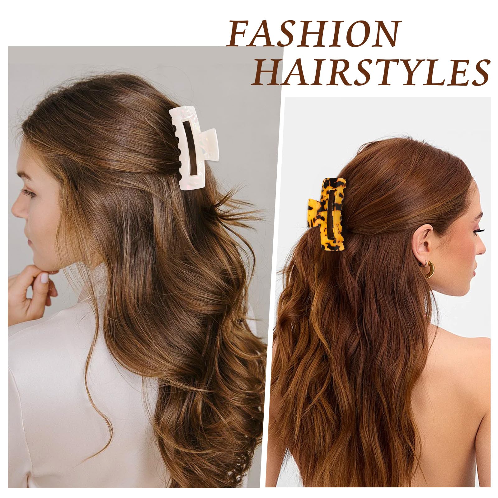 4Pcs Tortoise Hair Claw Clips, Acetate Hair Claw Clip Acrylic French Hair Banana Barrettes Jaw Clips, Stylish Hair Accessories For Women 3.15 Inch Fashion Strong Hold For Thick Thin Hair,442-9838-G14