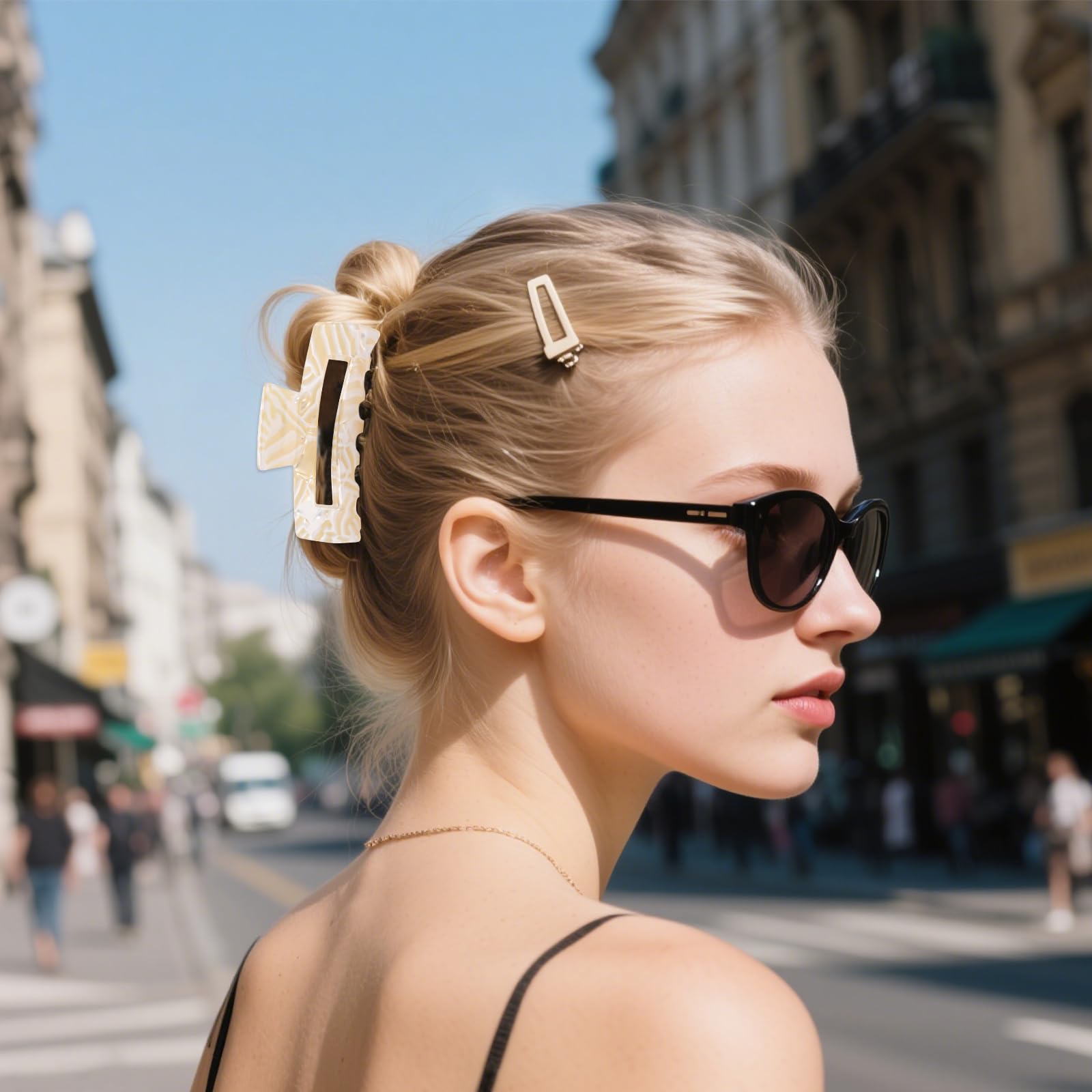 4Pcs Tortoise Hair Claw Clips, Acetate Hair Claw Clip Acrylic French Hair Banana Barrettes Jaw Clips, Stylish Hair Accessories For Women 3.15 Inch Fashion Strong Hold For Thick Thin Hair,442-9838-G14