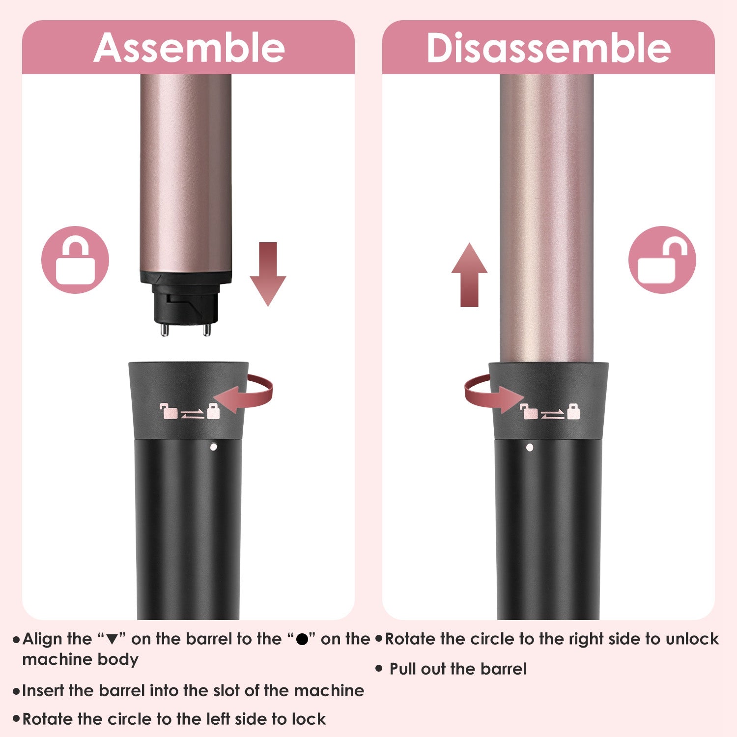 2 Type Options--1Pc 5 In 1 Curling Wand Hair Curling Iron Brush Anti-Tangle Hair Thermal Brush Curler With 4 Heating Levels 360 Degree Rotatable Cable 5 Interchangeable Barrels 2 Clips 1H Auto Off